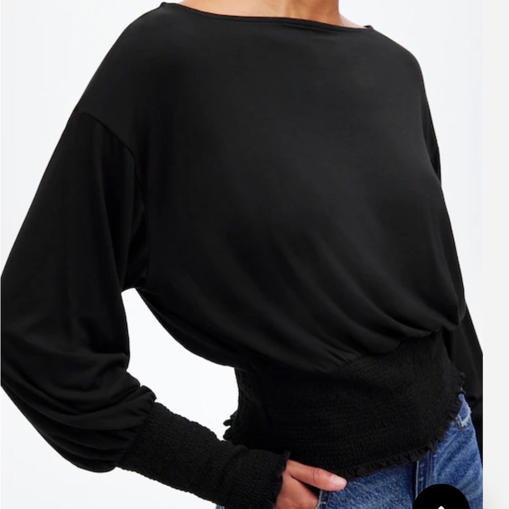 Madewell Black Boatneck Long Sleeve Top